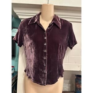 VINTAGE 90's Y2K NEW W/TAG BANANA REPUBLIC RAYON SILK VELVET BLOUSE XS